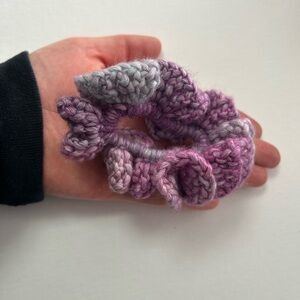 Handmade Purple, Pink & Light Blue Crochet Hair Scrunchie